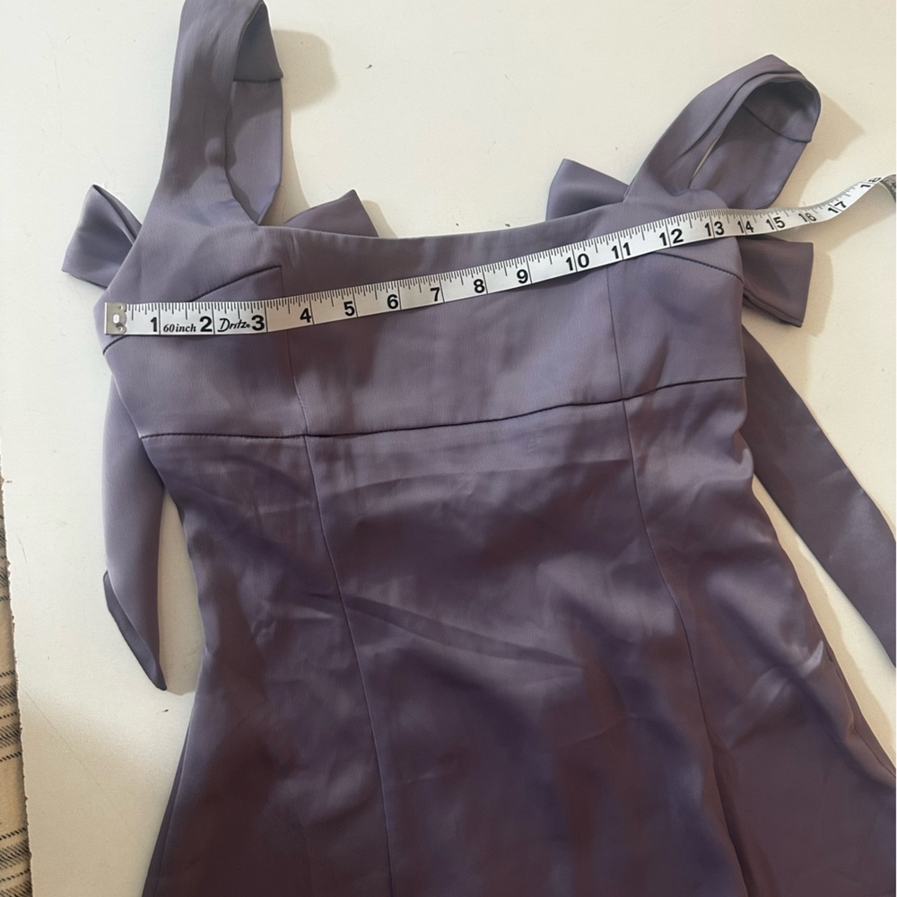 Urban Outfitters Lavender Bri Double Bow SleekSatin Square neck MiniDress NWT XS - Picture 11 of 16